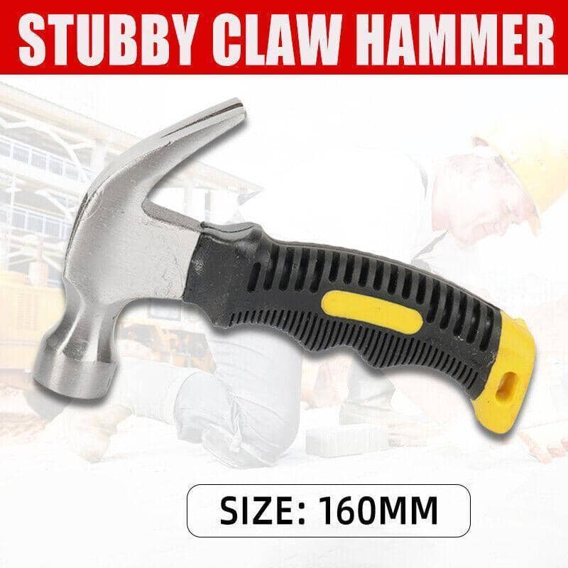 Stubby Claw Hammer 8 oz Drop Forged Steel with Rubber Grip for Small Areas
