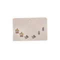 Stud Earring Set - Crown and Swan Crystal Studs (Design 9)