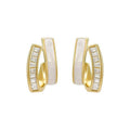 Stud Earrings with White Drip Design and Zircon for Women - Gold Tone - view 2