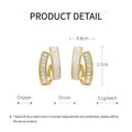 Stud Earrings with White Drip Design and Zircon for Women - Gold Tone - view 3