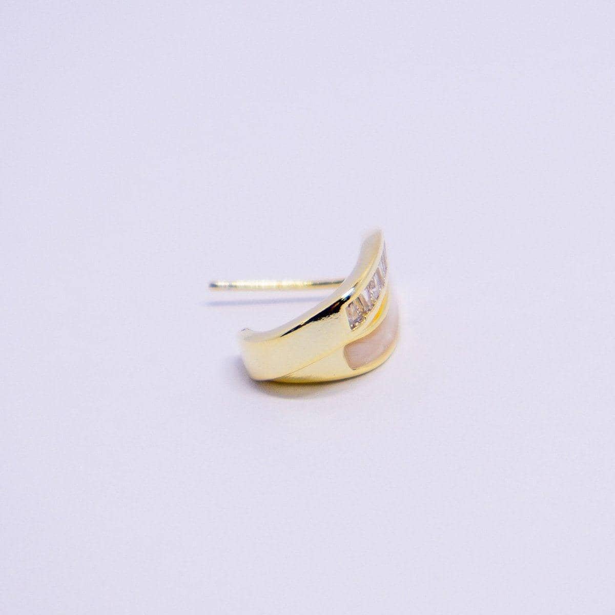 Stud Earrings with White Drip Design and Zircon for Women - Gold Tone - view 5
