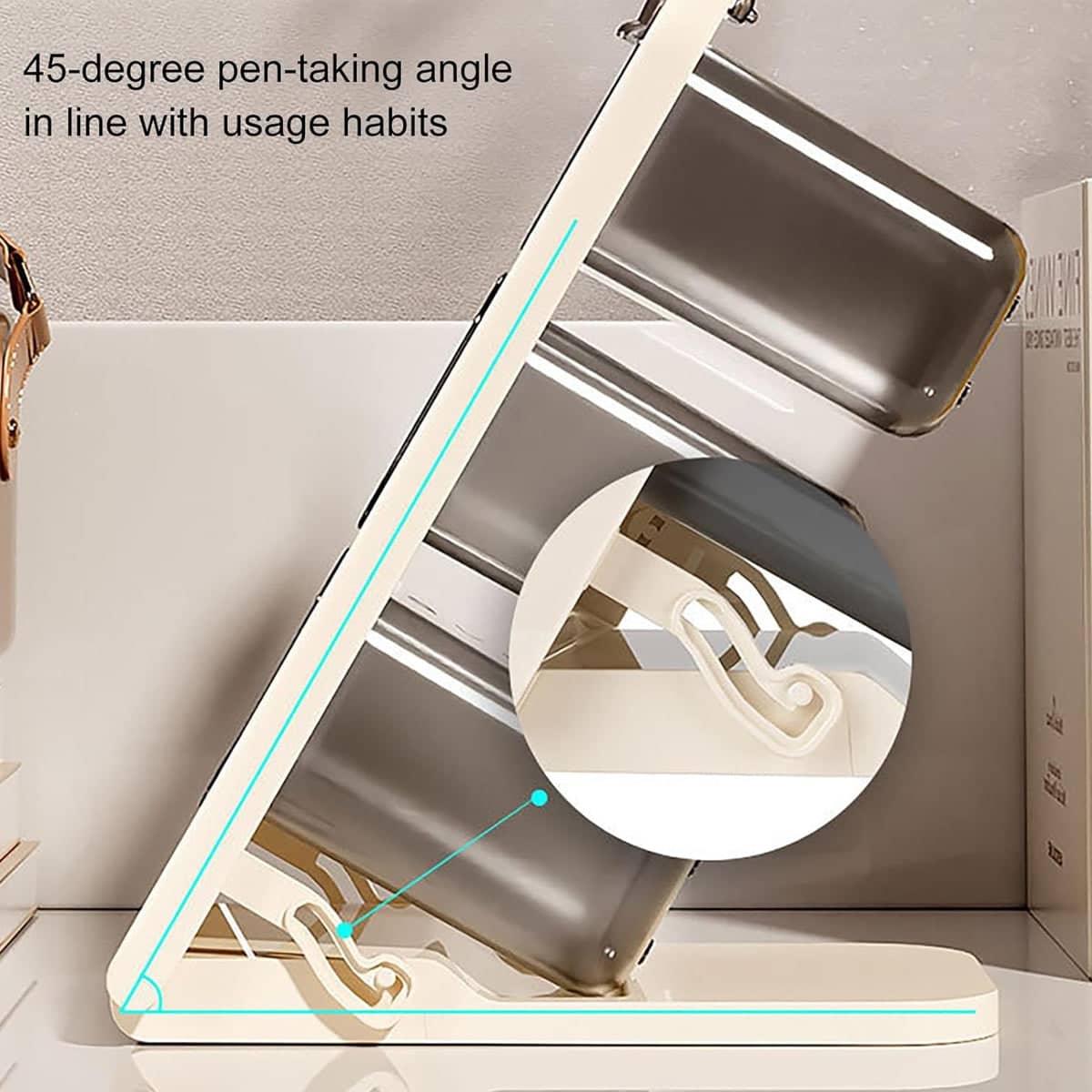 Student Desktop Organiser 3 Tier Pen and Stationery Storage, Beige - view 5