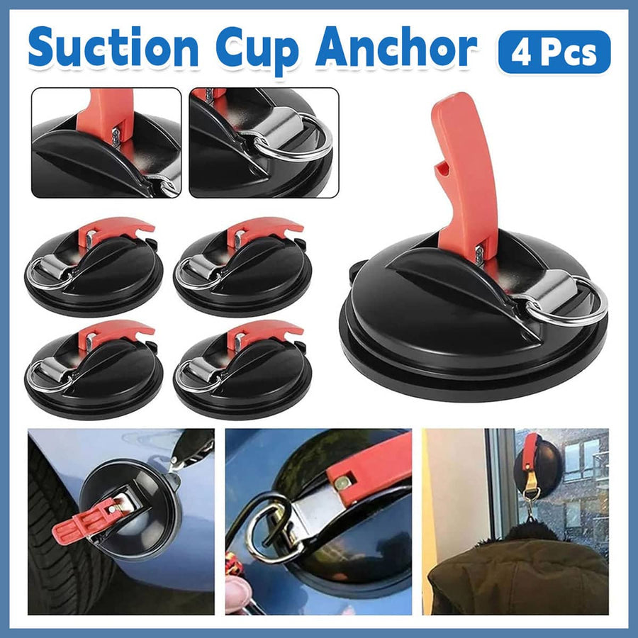 Suction Cup Anchor Hooks, 4 Pack, Black and Red