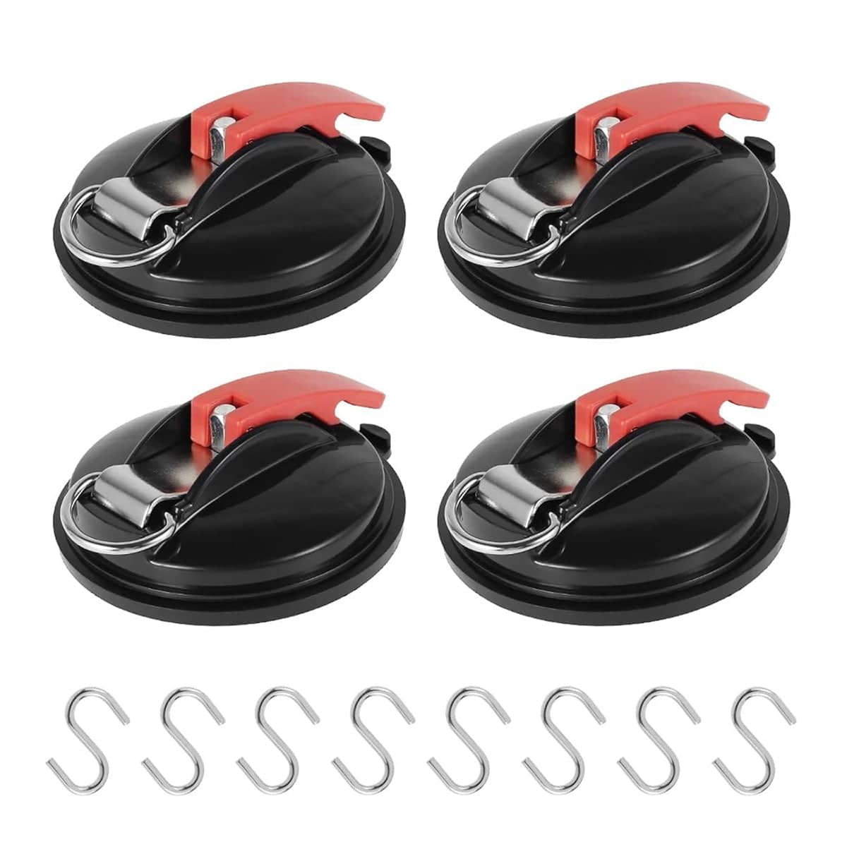 Suction Cup Anchor Hooks, 4 Pack, Black and Red - view 2
