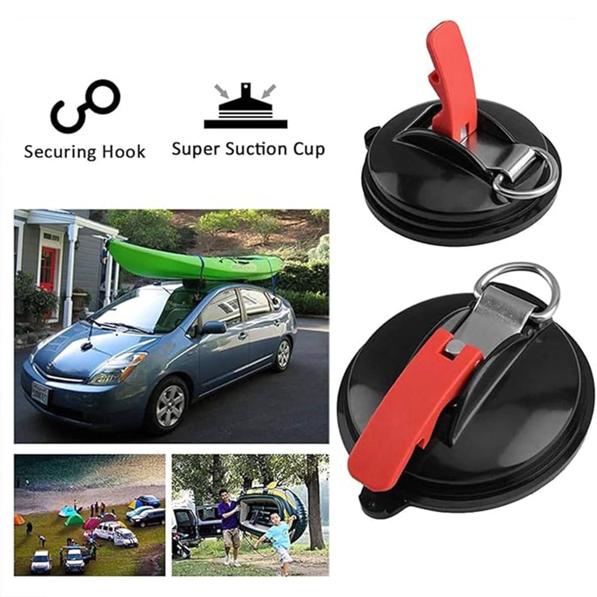 Suction Cup Anchor Hooks, 4 Pack, Black and Red - view 5