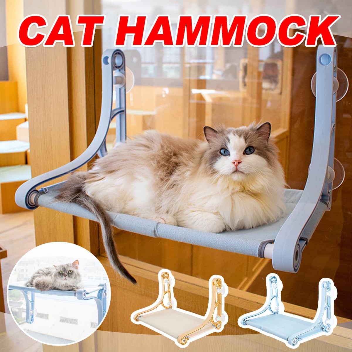 Suction Cup Cat Hammock for Window - Blue - view 2