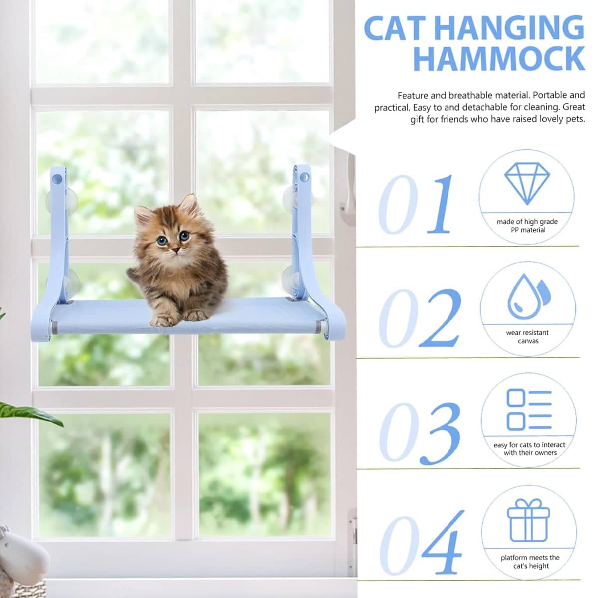 Suction Cup Cat Hammock for Window - Blue - view 5