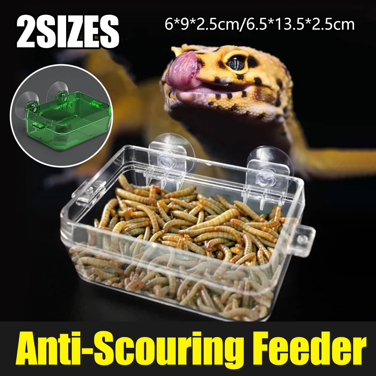 Suction Cup Reptile Feeder Dish - Green, 13.5 x 6.5 x 2.5 cm - view 2