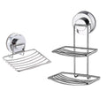 Suction Cup Soap Holder Dish, Stainless Steel - Double Layer - view 3