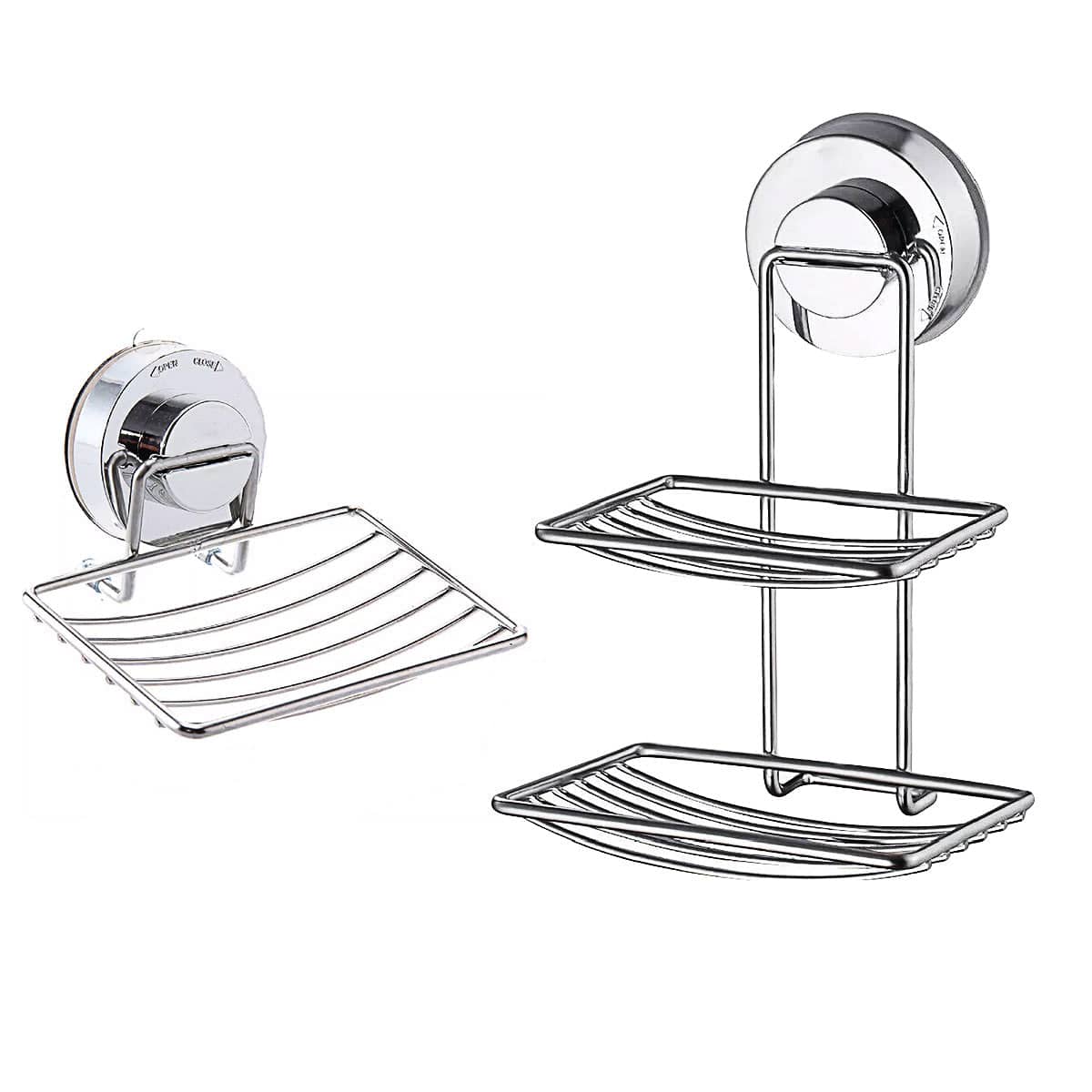Suction Cup Soap Holder Dish, Stainless Steel - Double Layer - view 3