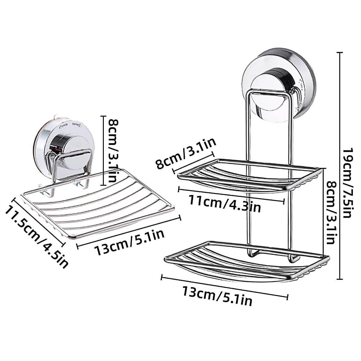 Suction Cup Soap Holder Dish, Stainless Steel - Double Layer - view 4