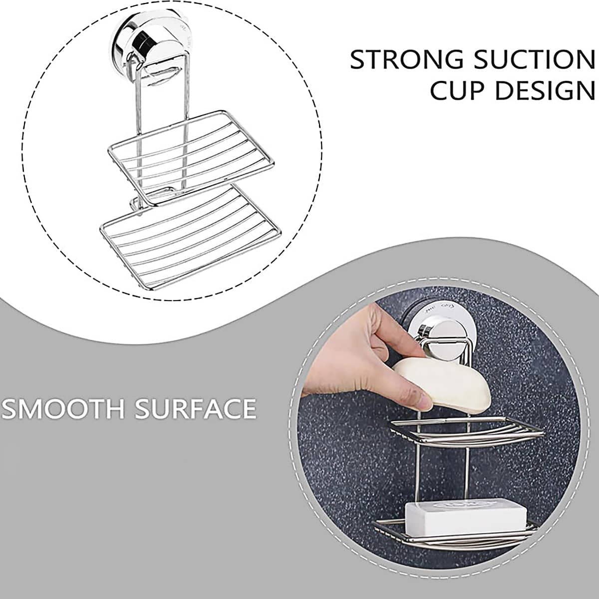 Suction Cup Soap Holder Dish, Stainless Steel - Double Layer - view 5