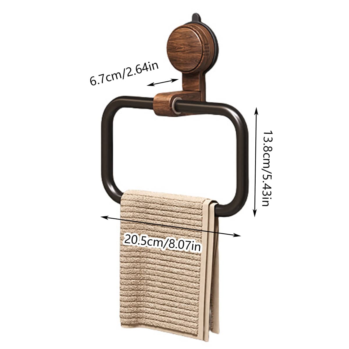 Suction Cup Wall Mounted Bathroom Towel Rack - Black - view 4