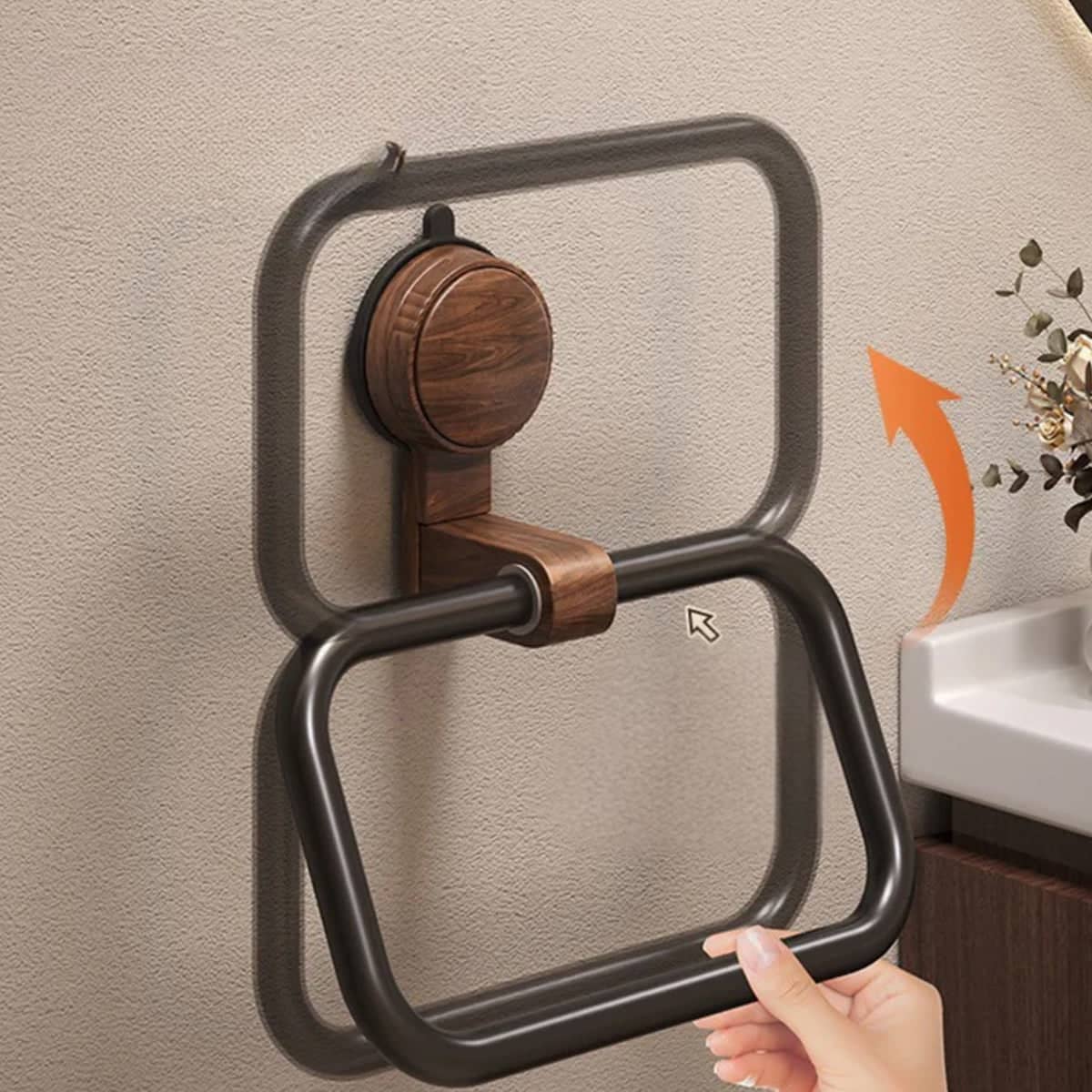 Suction Cup Wall Mounted Bathroom Towel Rack - Black - view 5