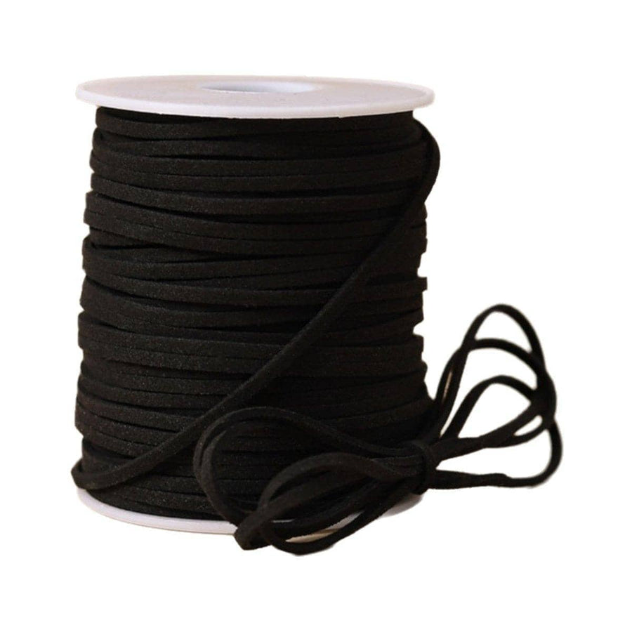 Suede Leather Rope for DIY Braiding and Gift Wrap, 3mm x 50 Yards - Black
