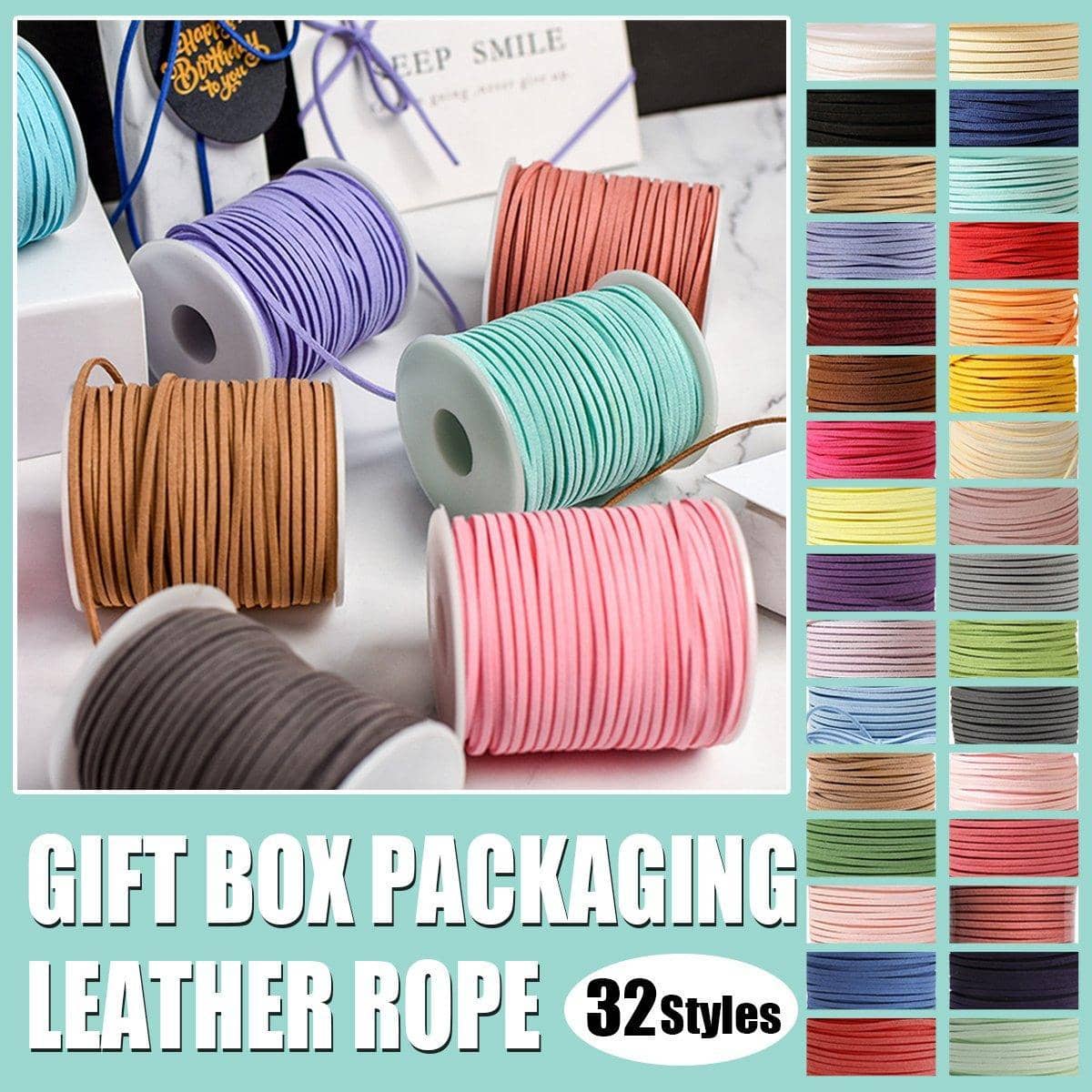 Suede Leather Rope for DIY Braiding and Gift Wrap, 3mm x 50 Yards - Black - view 2