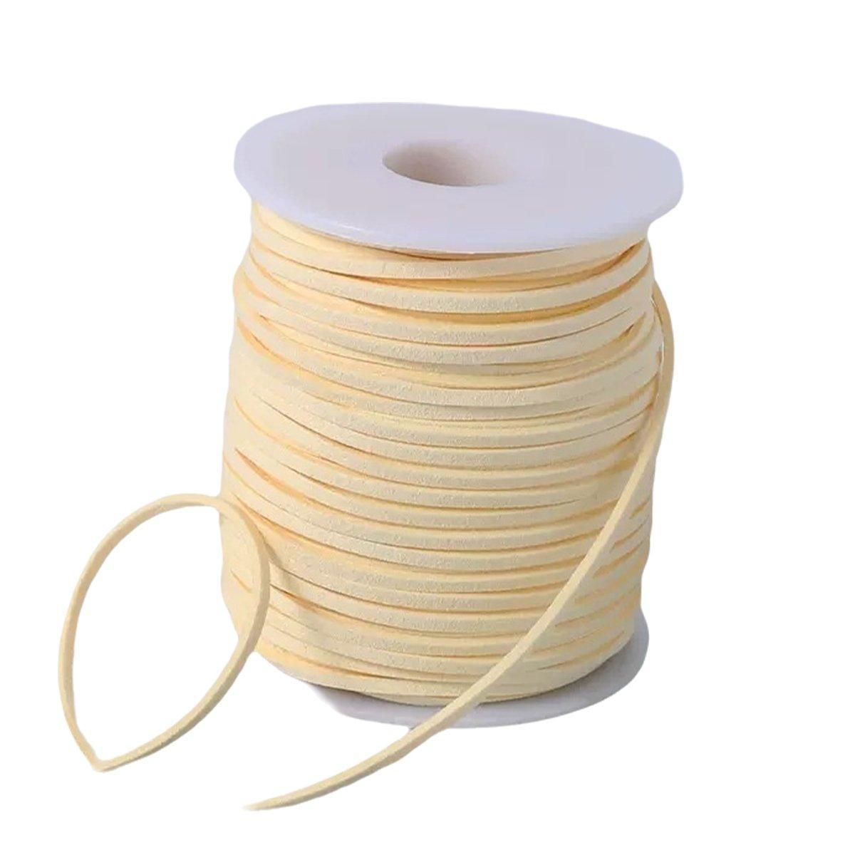 Suede Leather Rope for DIY Braiding and Gift Wrap, 3mm x 50 Yards - Cream