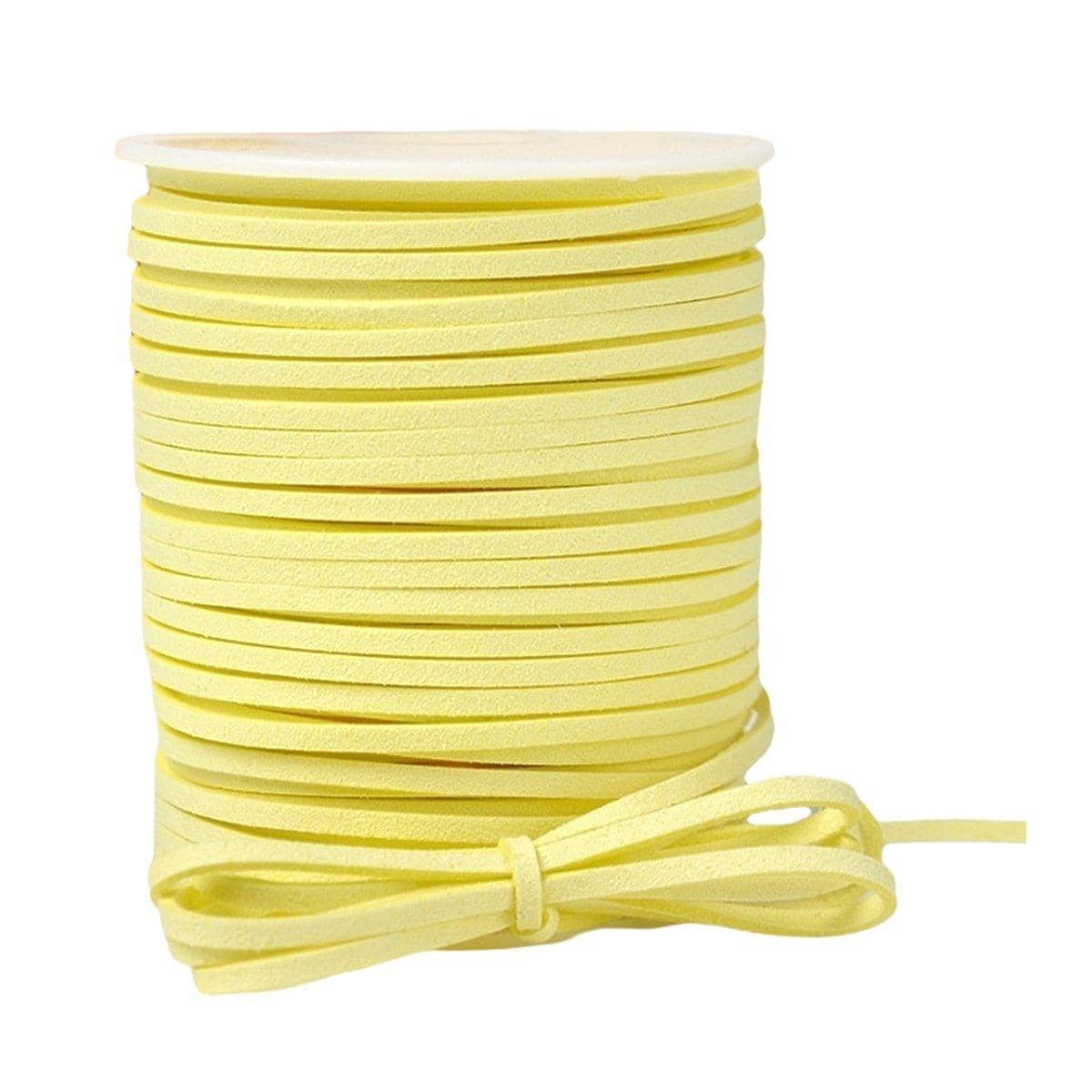 Suede Leather Rope for DIY Braiding and Gift Wrap, 3mm x 50 Yards - Light Yellow