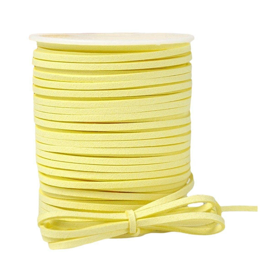 Suede Leather Rope for DIY Braiding and Gift Wrap, 3mm x 50 Yards - Light Yellow