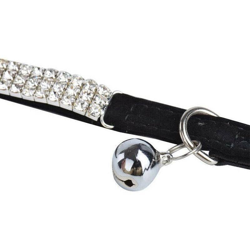 Suede Rhinestone Cat Collar with Bell, Adjustable - Pink - view 5