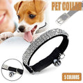 Suede Rhinestone Cat Collar with Bell, Adjustable - Red - view 2
