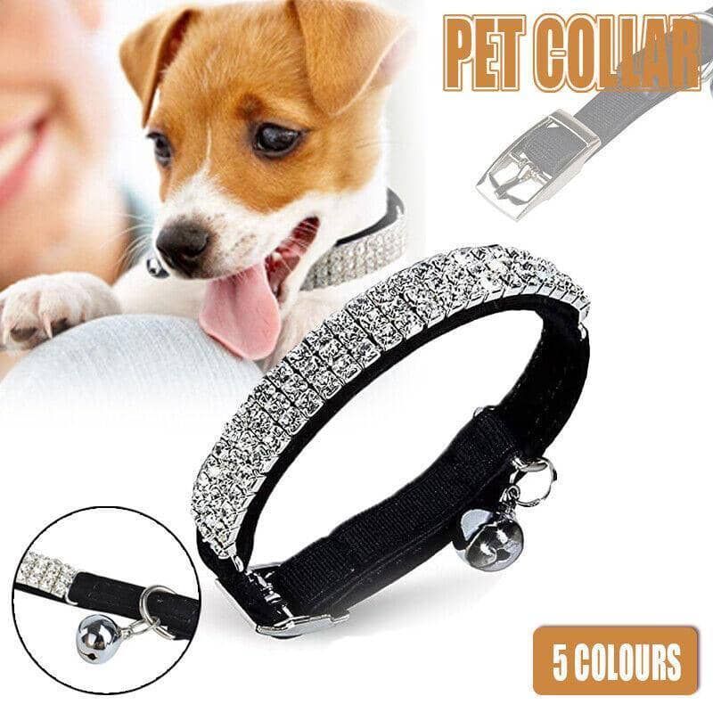 Suede Rhinestone Cat Collar with Bell, Adjustable - Red - view 2
