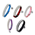 Suede Rhinestone Cat Collar with Bell, Adjustable - Red - view 3
