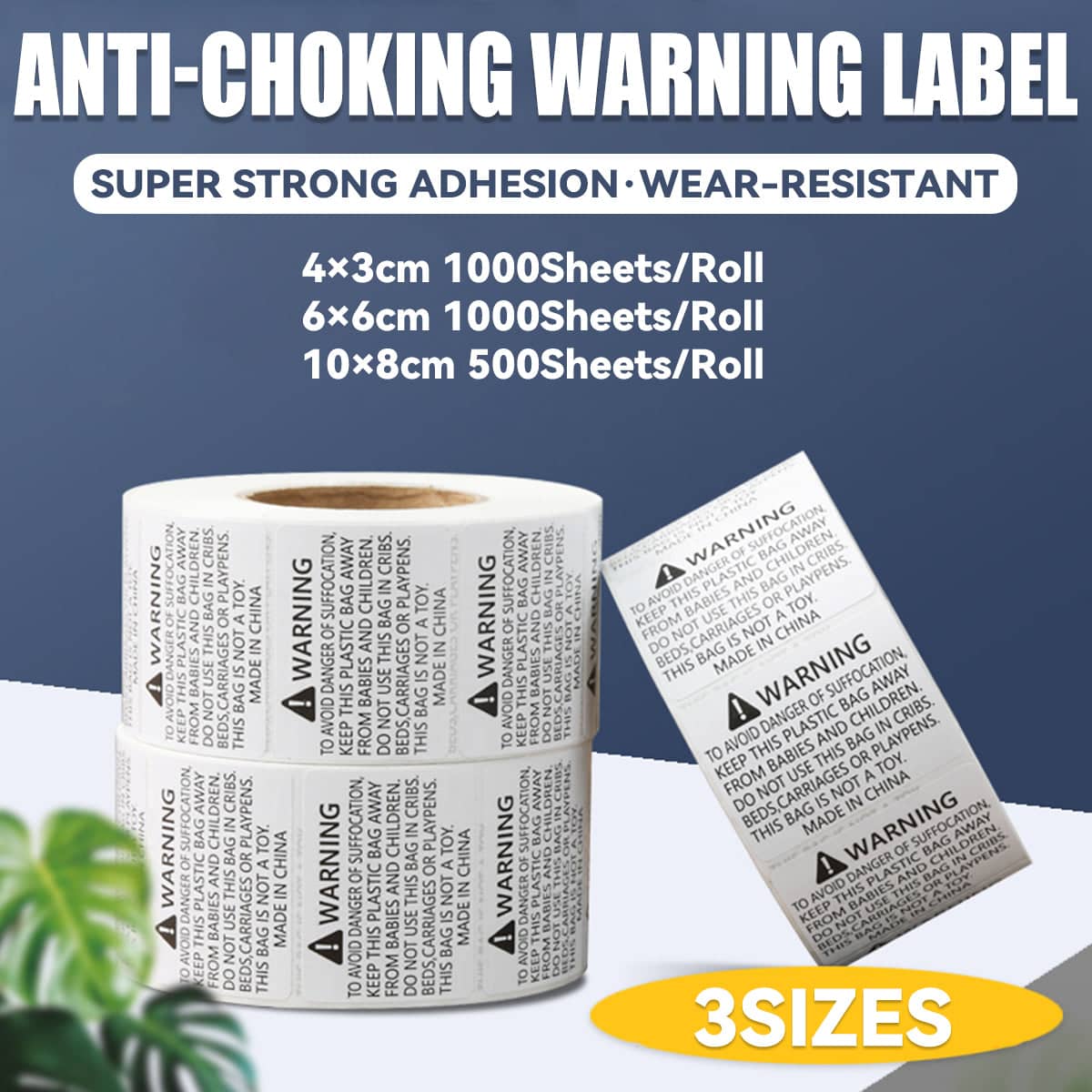 Suffocation Warning Labels, Roll of 500 - 10 x 8 cm - view 2