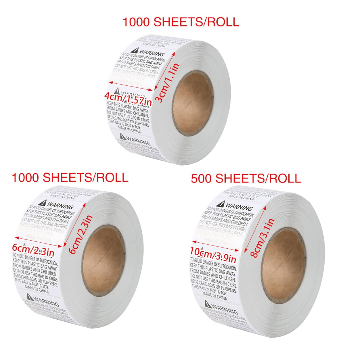 Suffocation Warning Labels, Roll of 500 - 10 x 8 cm - view 4