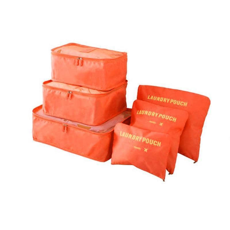 Suitcase Storage Bags Luggage Organiser, Pack of 6 - Orange