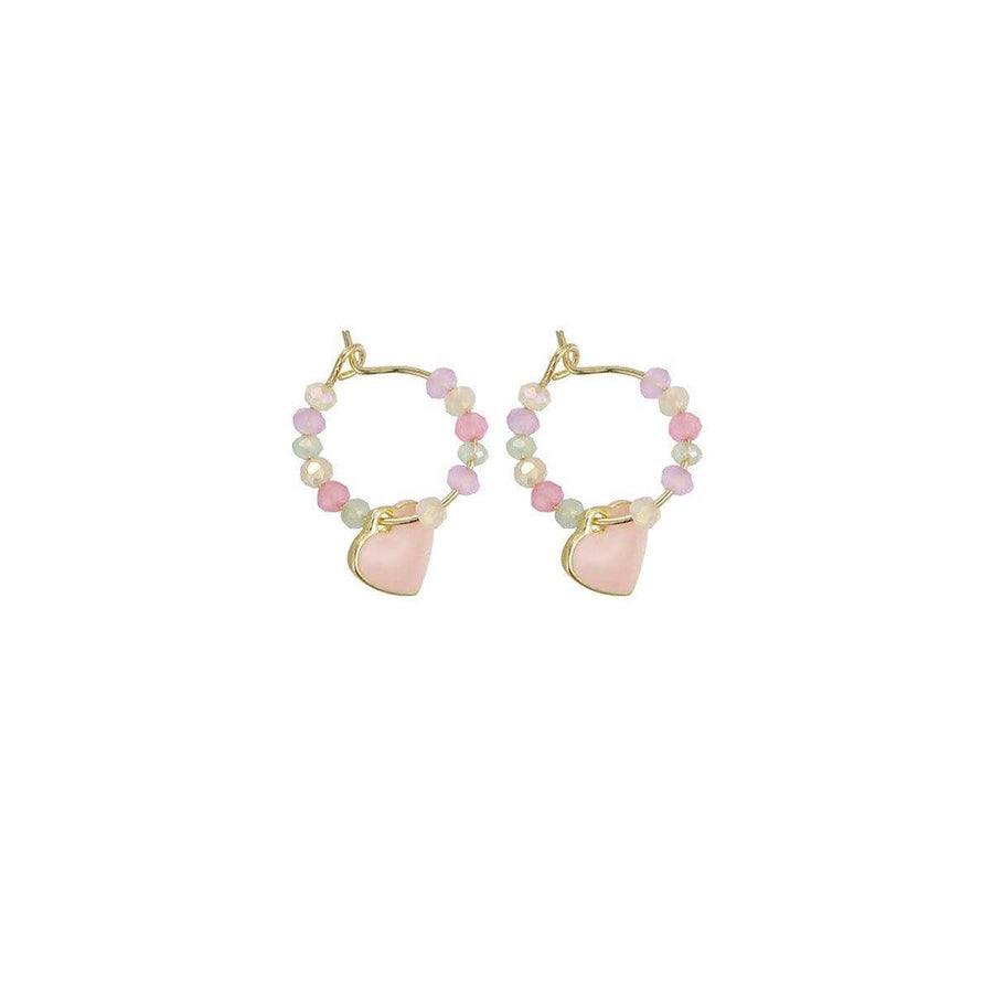 Summer Multicolour Beaded Heart Earrings for Women and Girls - Pink
