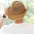 Summer Straw Beach Sun Hat, Western Style with UV Protection and Chin Strap - view 5