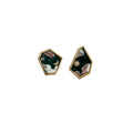 Sun Moon and Star Stud Earrings for Women, Dark Green and Gold - view 2