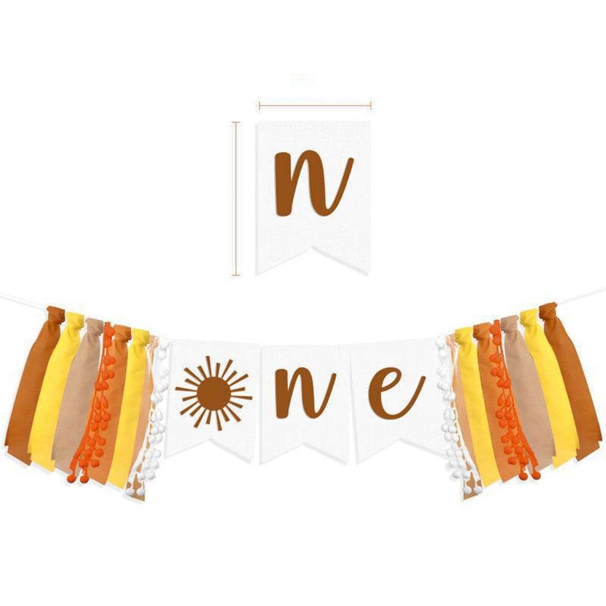 Sun Themed Fabric First Birthday High Chair Banner with One Lettering - view 2