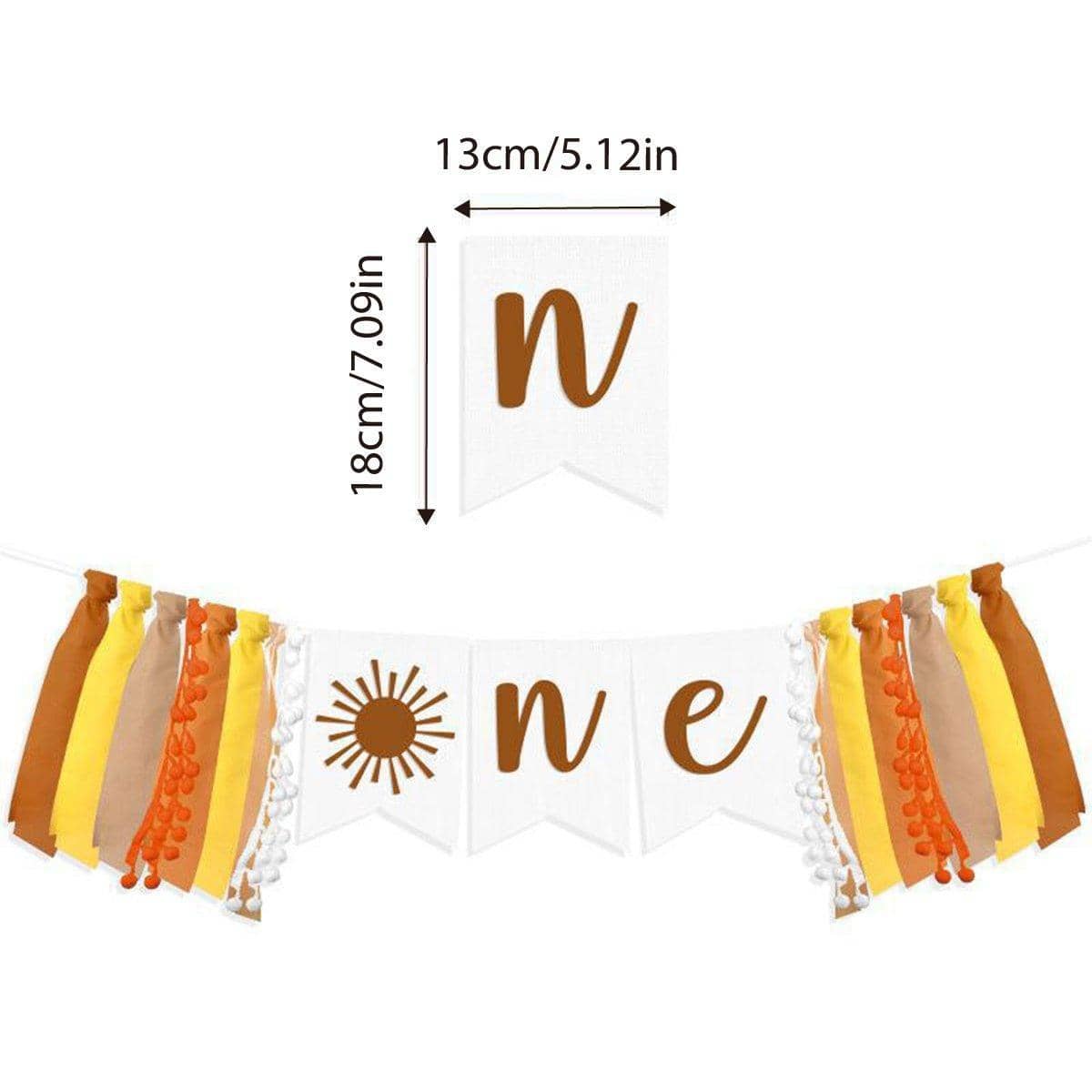 Sun Themed Fabric First Birthday High Chair Banner with One Lettering - view 3