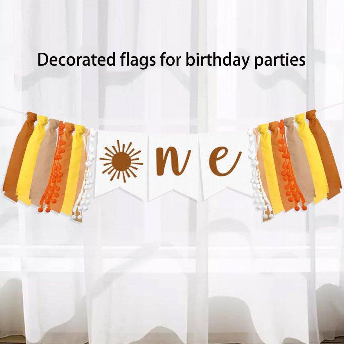 Sun Themed Fabric First Birthday High Chair Banner with One Lettering - view 4