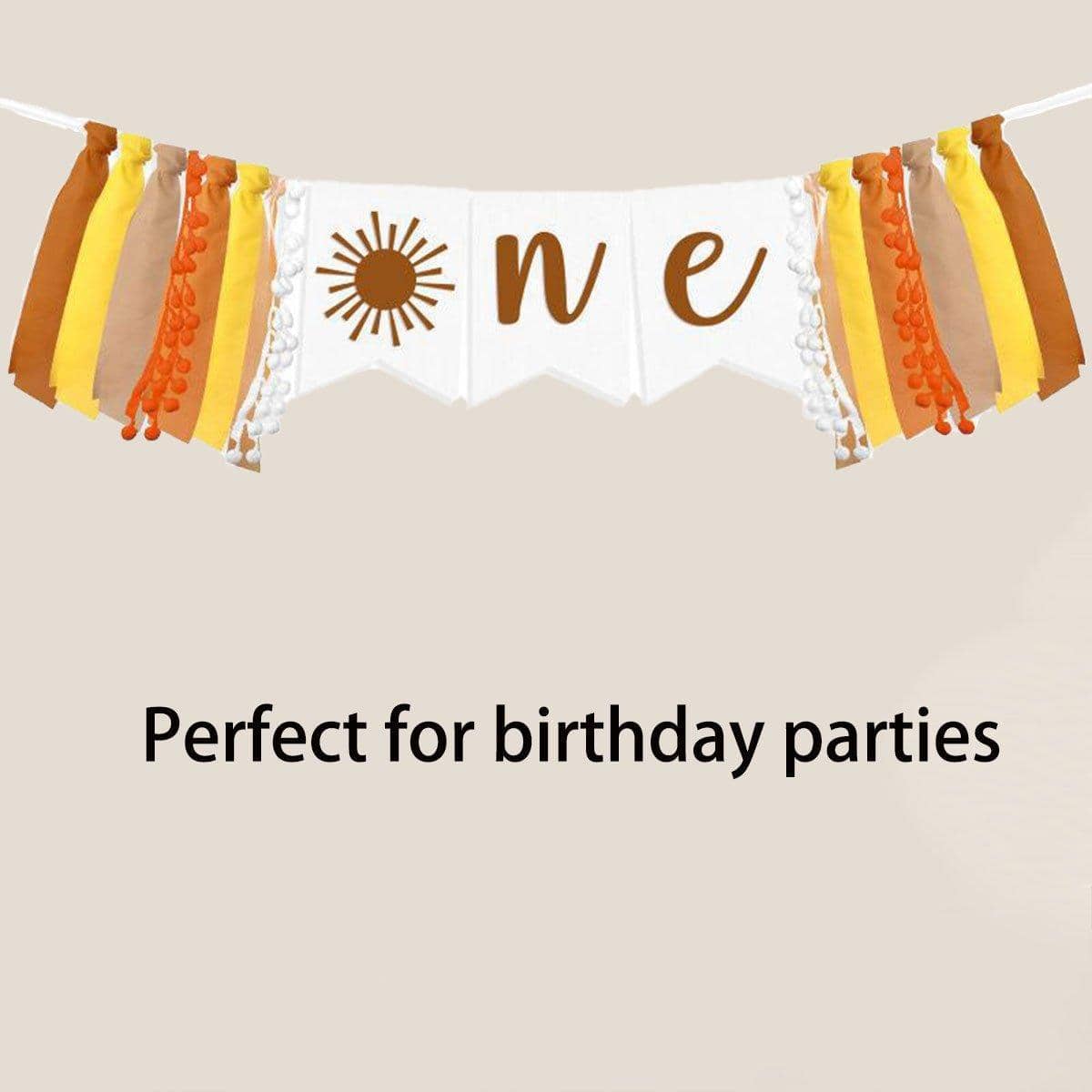 Sun Themed Fabric First Birthday High Chair Banner with One Lettering - view 5