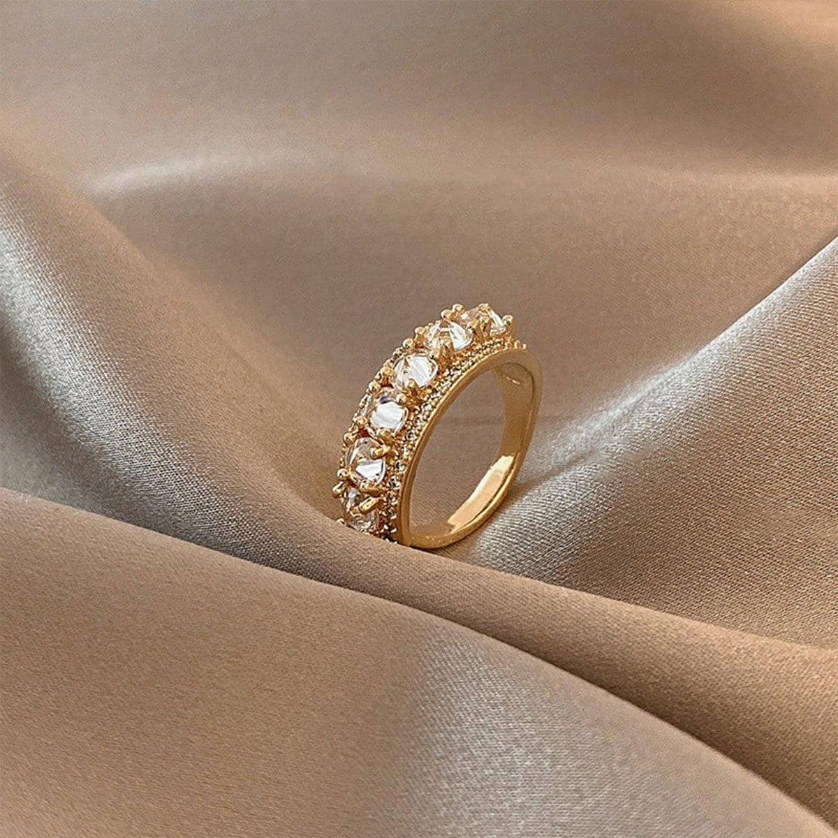 Super Flash Zircon Ring, Adjustable Gold Tone Fashion Ring - view 5
