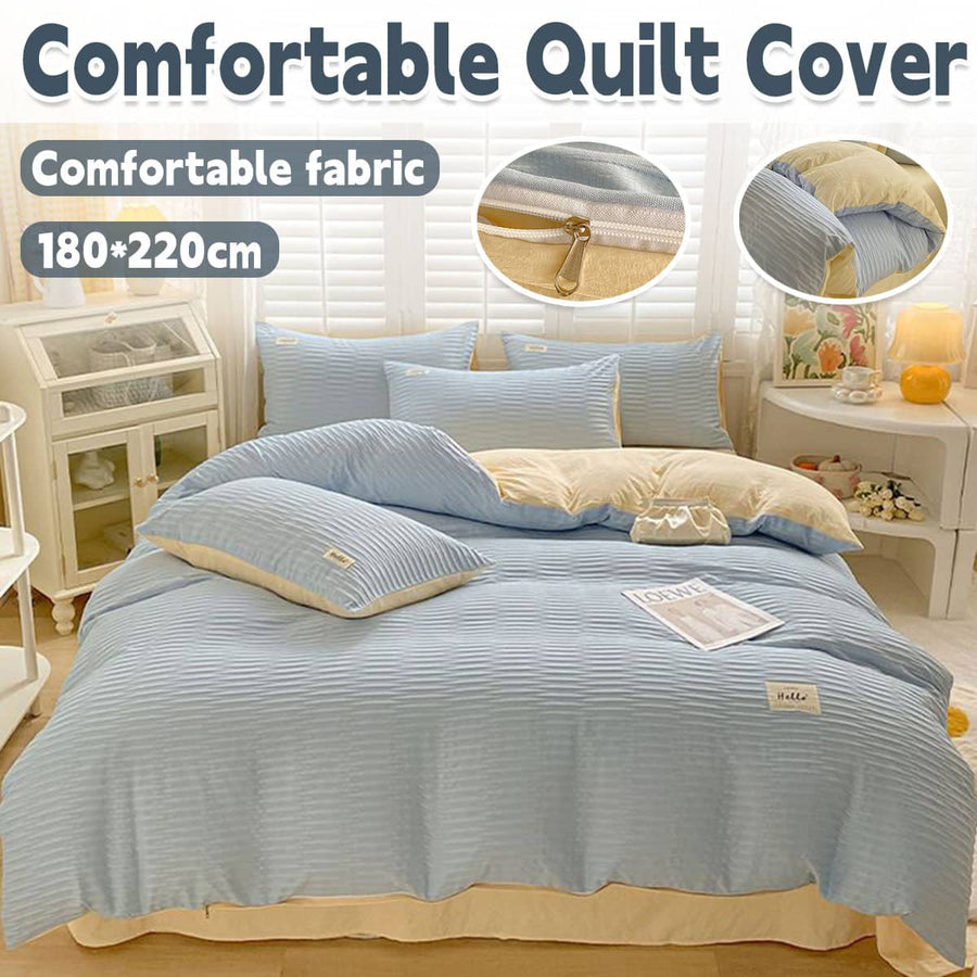 Super Soft Duvet Cover, Light Blue with Cream Reverse, 180 x 220 cm