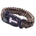 Survival Paracord Bracelet with Compass, Whistle and Fire Starter - Camouflage
