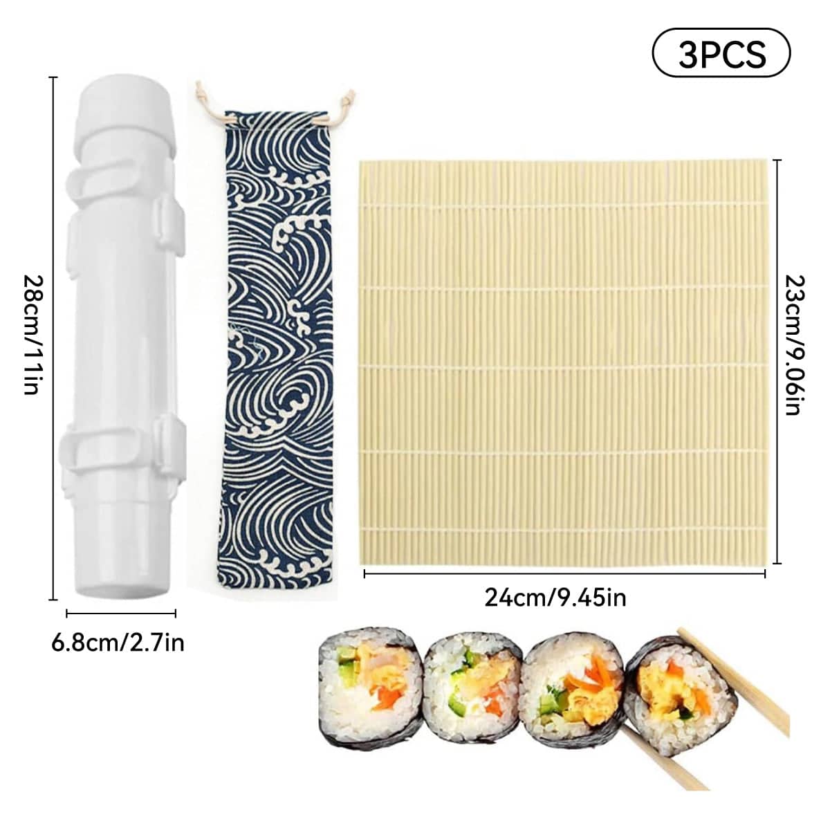 Sushi Making Kit with Sushi Bazooka, Bamboo Mat and Storage Bag - view 3