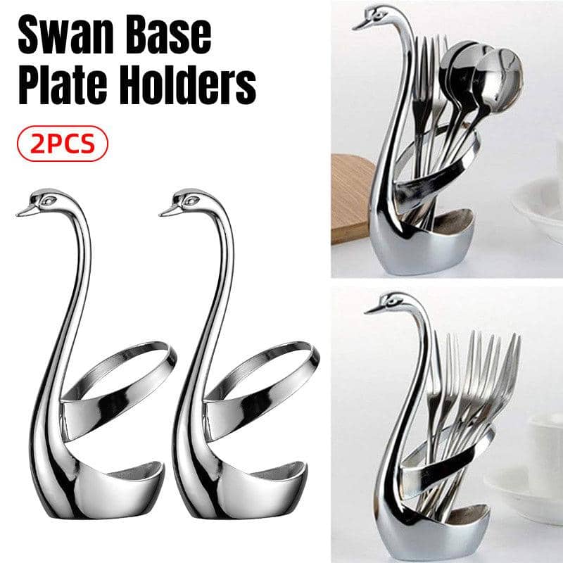 Swan Cutlery Holder, Stainless Steel - Silver, Pack of 2