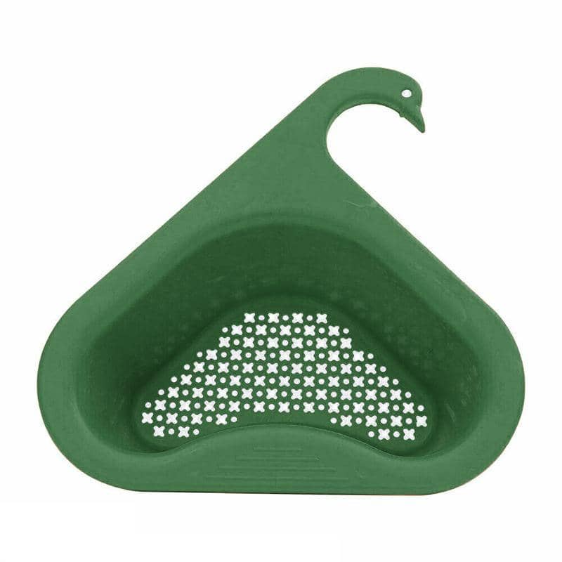 Swan Drain Basket Punch Free Kitchen Sink Strainer Holder - Green