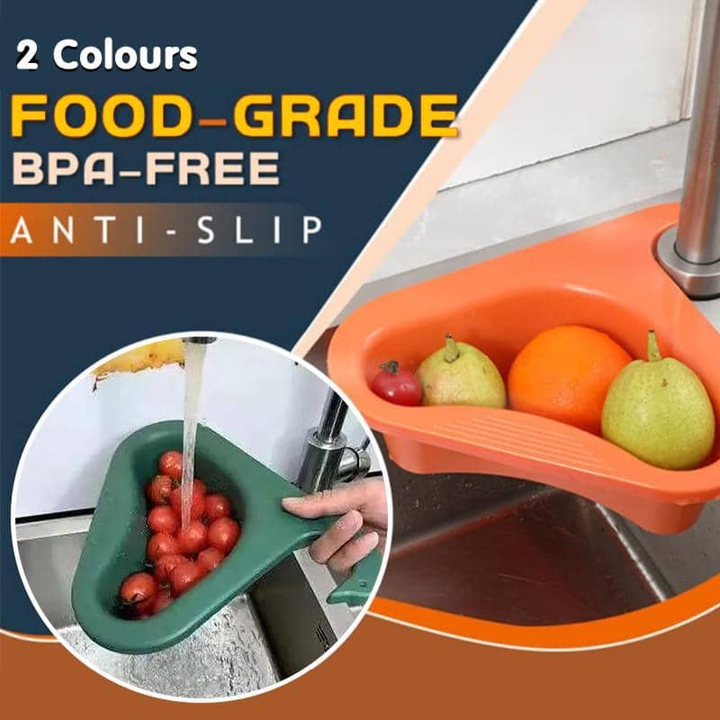 Swan Drain Basket Punch Free Kitchen Sink Strainer Holder - Green - view 2