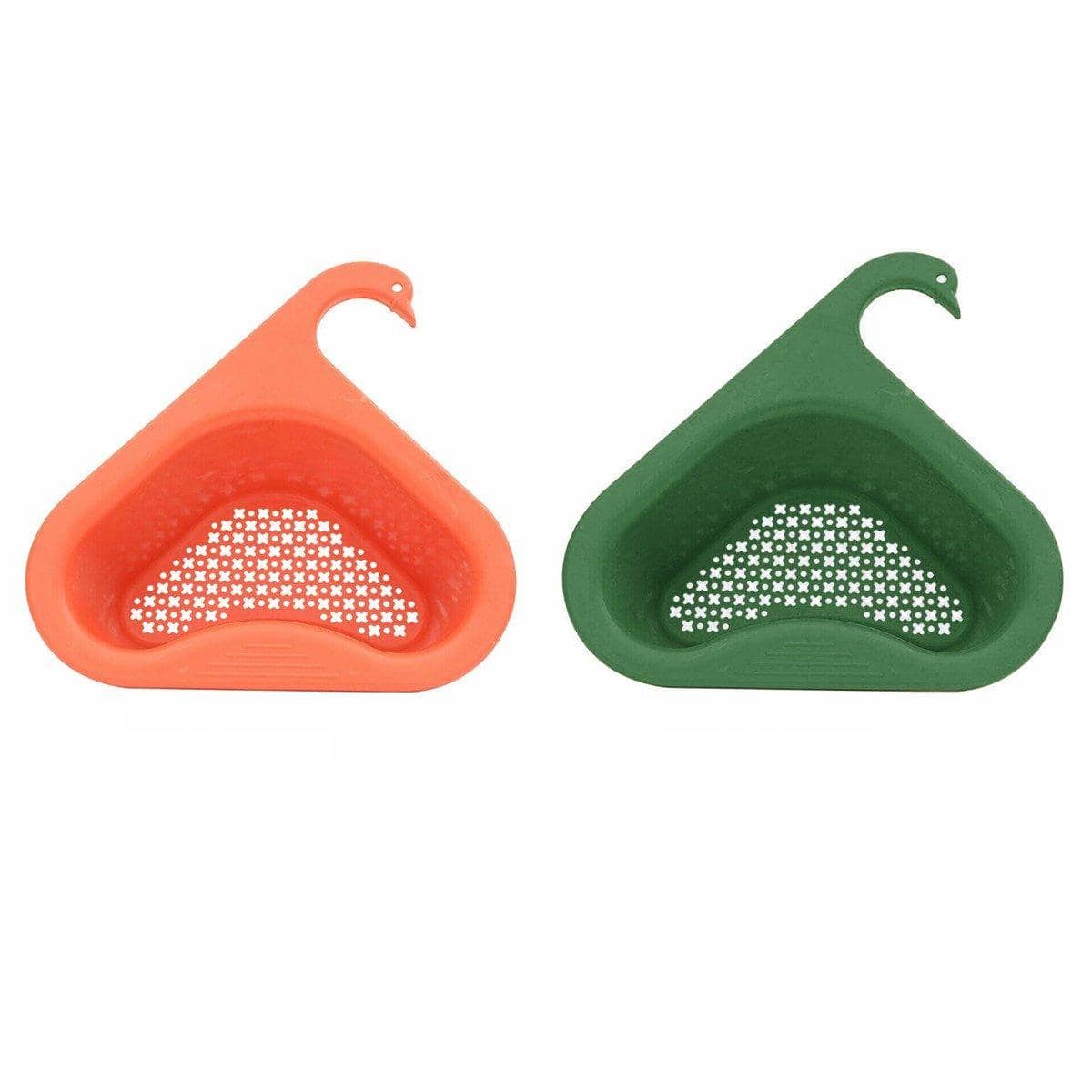 Swan Drain Basket Punch Free Kitchen Sink Strainer Holder - Green - view 3