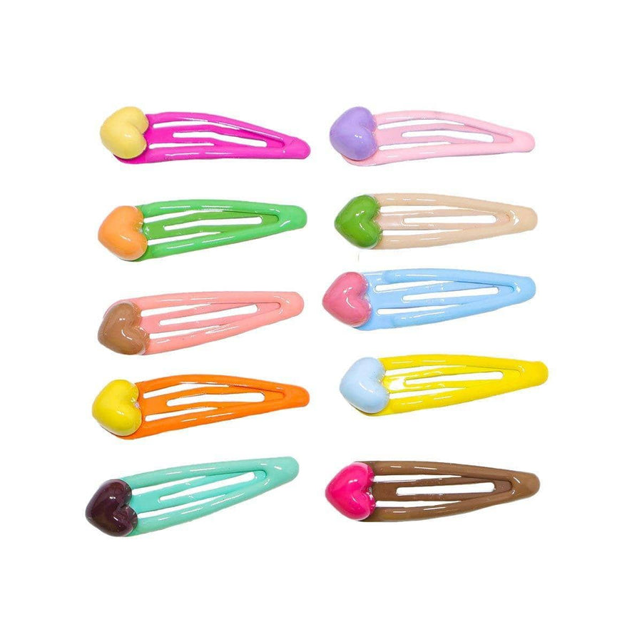 Sweet Multicoloured Hair Clips for Girls - Heart Design