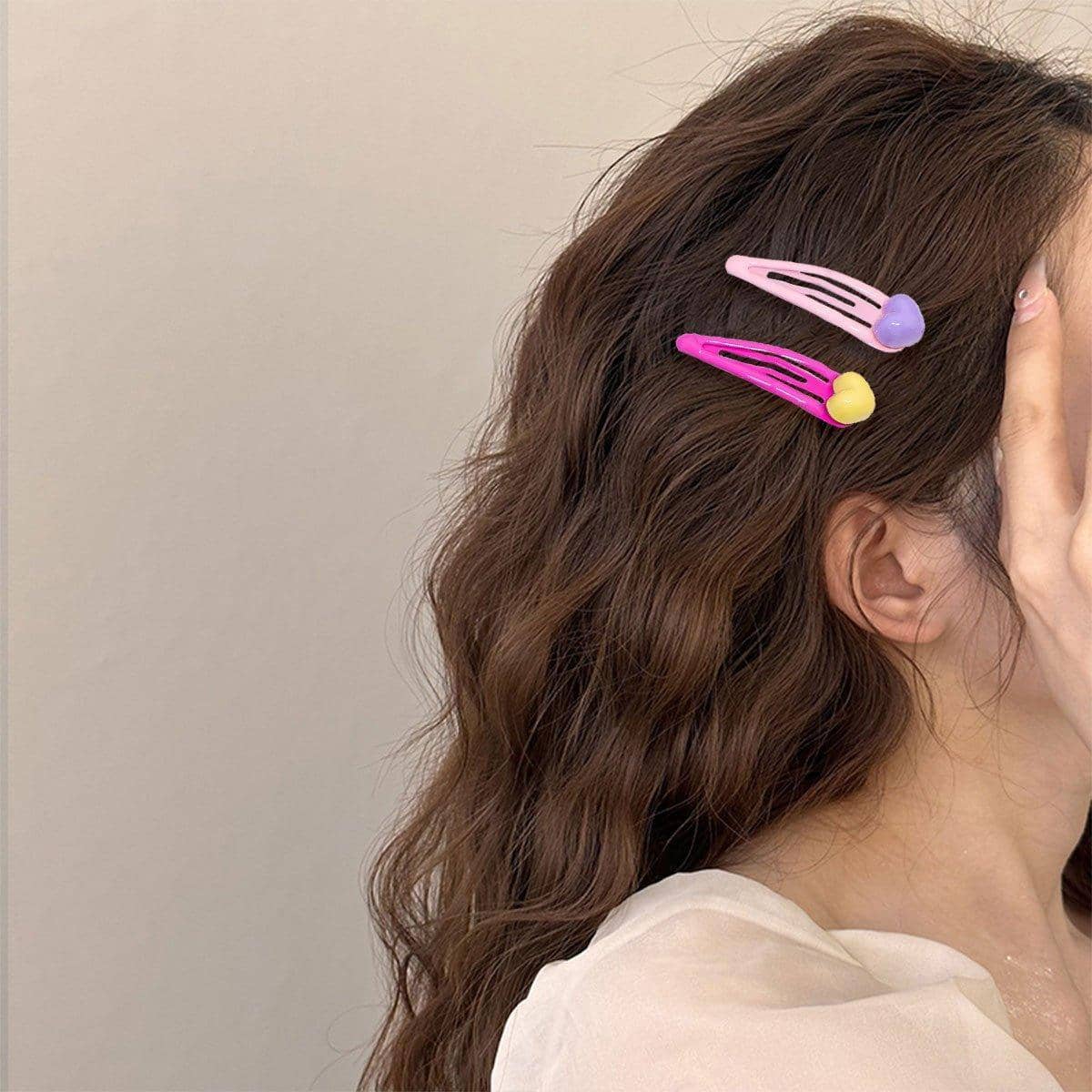 Sweet Multicoloured Hair Clips for Girls - Heart Design - view 5