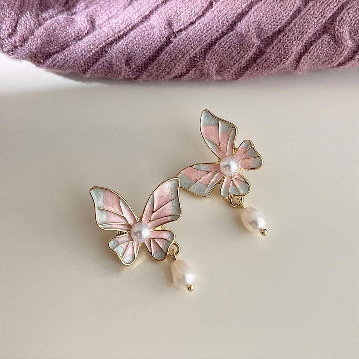 Sweet Pink Butterfly Earrings Fashion Jewellery for Women and Girls - view 5
