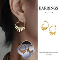 Swinging Textured Long Heart Earrings for Women, Gold Tone