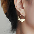 Swinging Textured Long Heart Earrings for Women, Gold Tone - view 4